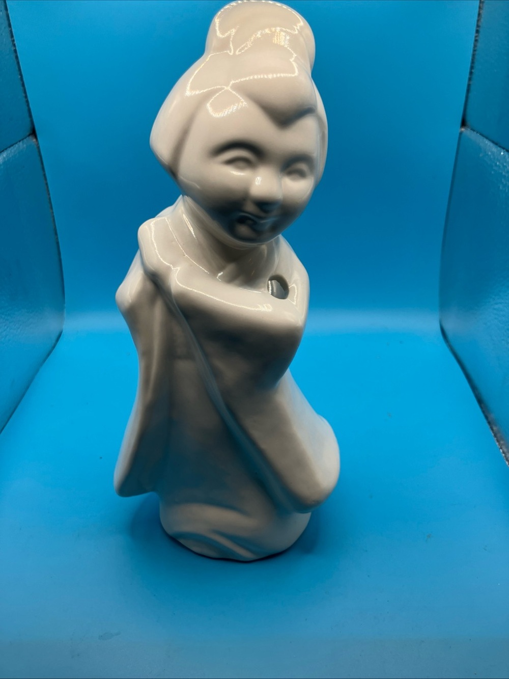 Vintage White Ceramic Geisha Girl 10" Tiki Mug Cocktail Drinking Glass